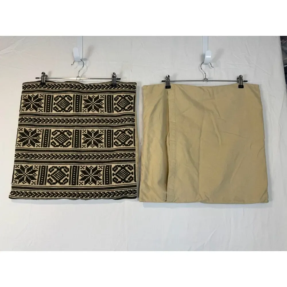 Pottery Barn Snowflake Fair Isle‎ Winter Pattern Pillow Covers Black Cream 20x20